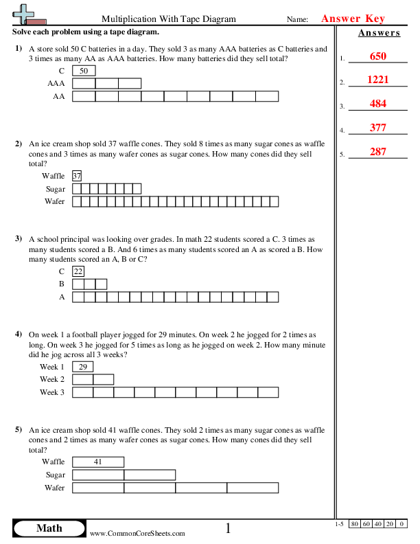  - Multiplication With Tape Diagram worksheet